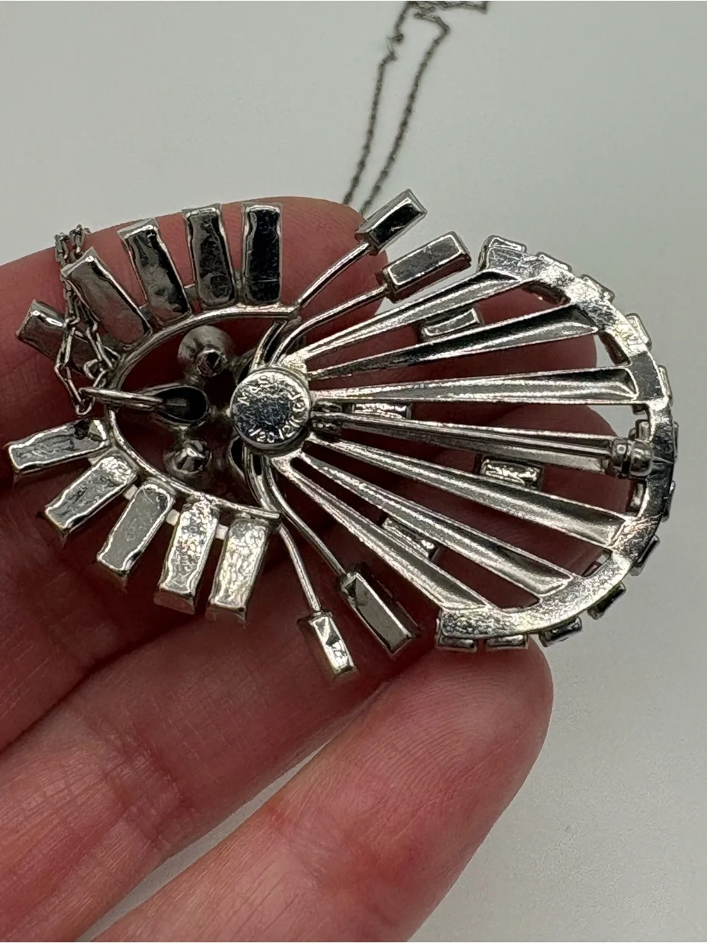 Vintage M&S 1/20 12K GF Rhinestone Convertible Brooch Pendant Necklace